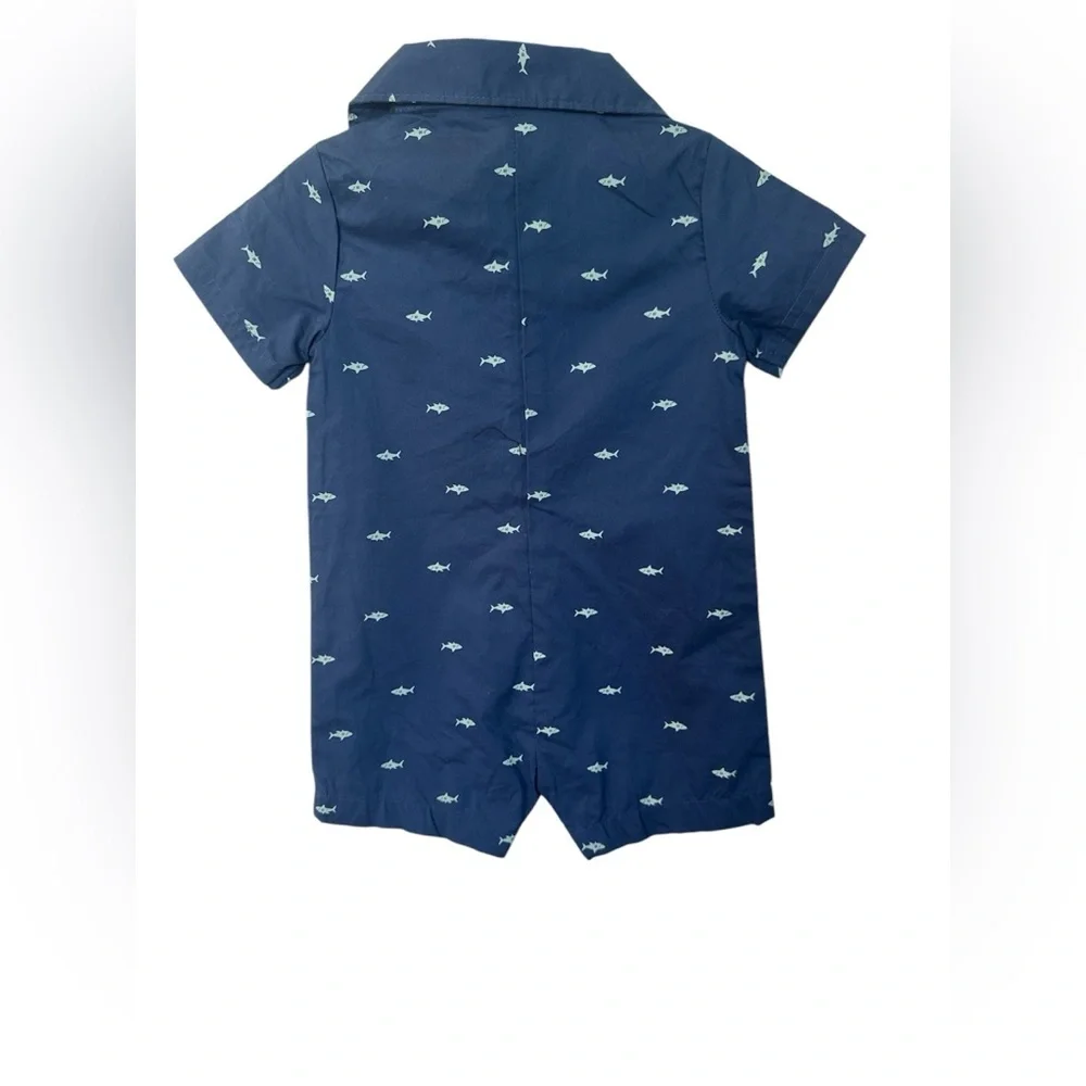 Carter's Navy Shark Print Romper 12m